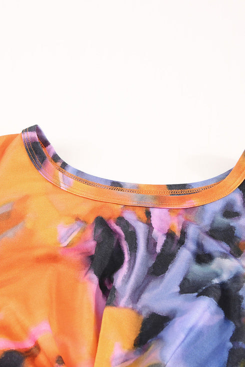 Print Hollow Out Twist Bodycon Mini Dress